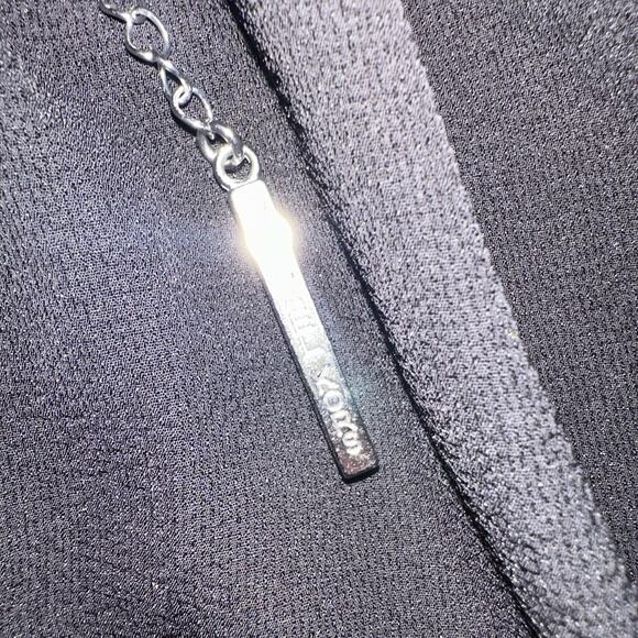 Michael Kors Black Halter Top Petite Medium Silver Chain Neckline - Picture 7 of 7